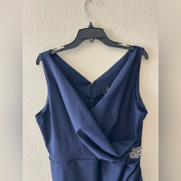 Alex Evenings Side Ruched Cocktail Dress In Navy NWOT Size 18 - Picture 5 of 11
